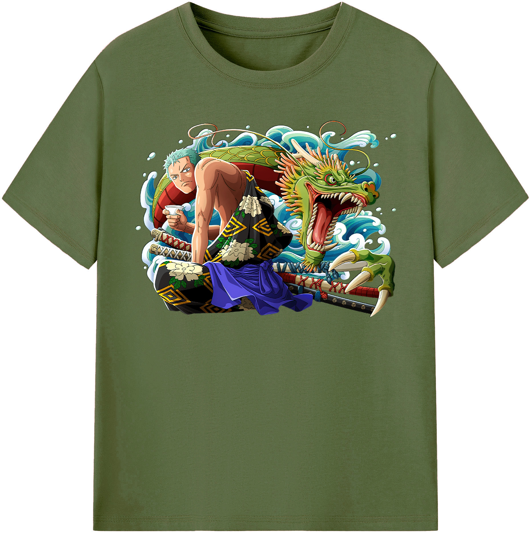 ワンピース ロロノア・ゾロ ONE PIECE Roronoa Zoro 綿100％半袖Tシャツ（フロントプリント）